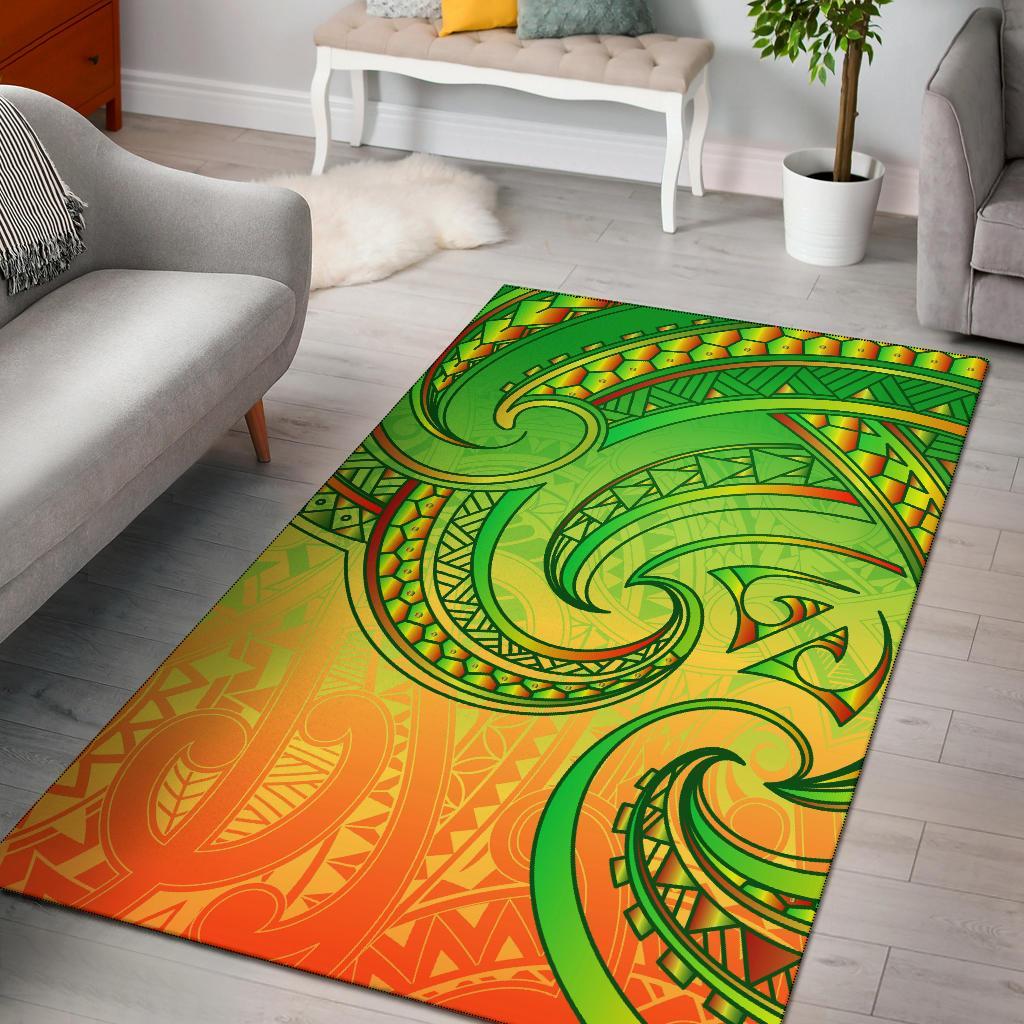 New Zealand Maori Mangopare Area Rug Polynesian - Rasta Green - Polynesian Pride