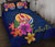 Tahiti Polynesian Quilt Bed Set - Floral With Seal Blue Blue - Polynesian Pride