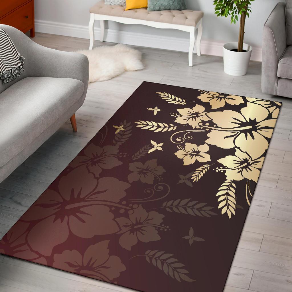 Hibiscus Golden Royal Area Rug AH Gold - Polynesian Pride