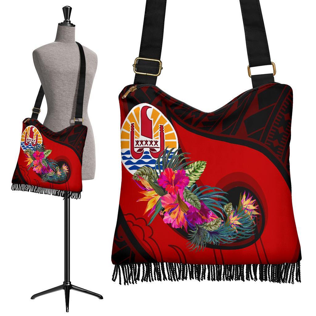Tahiti Boho Handbag - Polynesian Hook And Hibiscus (Red) - Polynesian Pride
