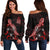 New Caledonia Polynesian Women's Off Shoulder Sweater - Turtle With Blooming Hibiscus Red Red - Polynesian Pride