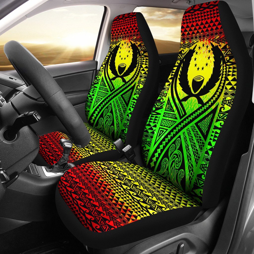 Pohnpei Car Seat Cover - Pohnpei Flag Polynesian Tattoo Reggae Universal Fit Reggae - Polynesian Pride