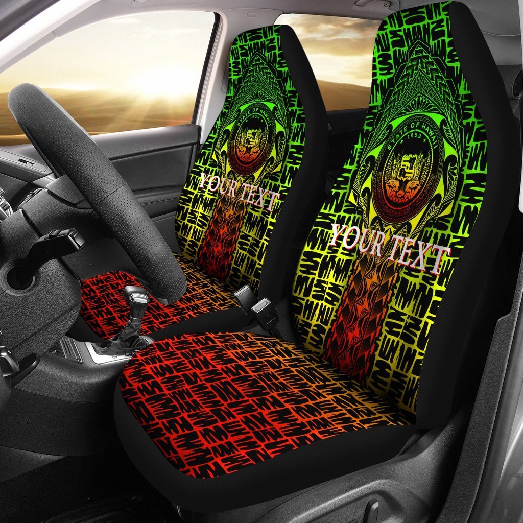 Hawaii Custom Personalised Car Seat Covers - Hawaii Seal Rocket Style (Reggae) Universal Fit Black - Polynesian Pride