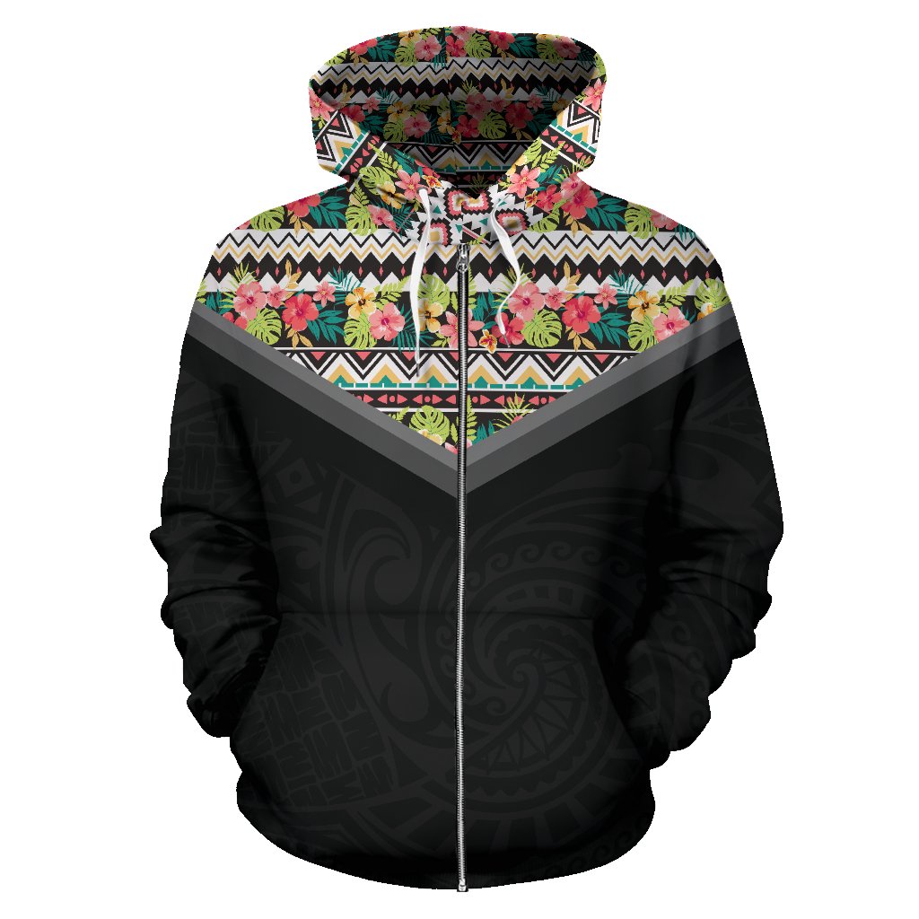 Hawaii Vintage Pattern Zip up Hoodie Mix - Polynesian Pride