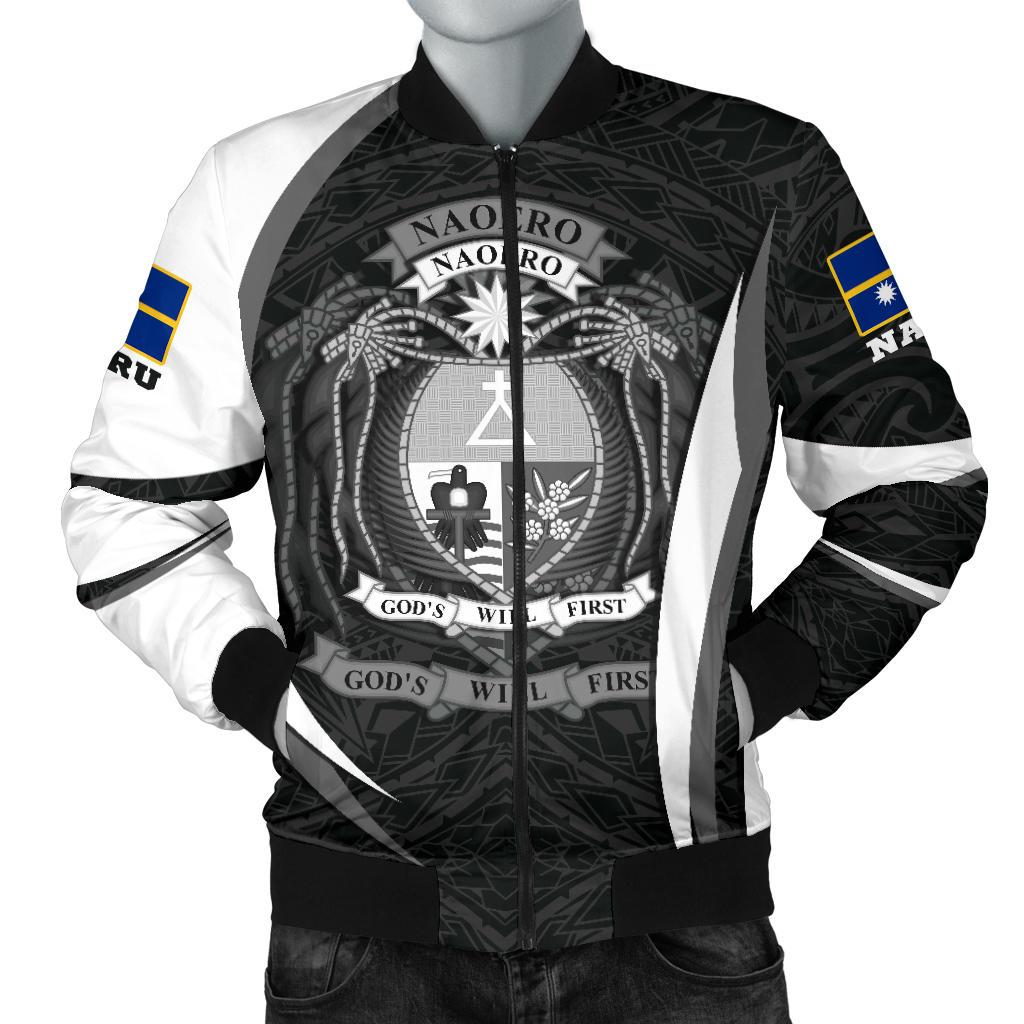 Nauru Polynesian Bomber Jacket (Men) - Nauru Spirit (White) White - Polynesian Pride