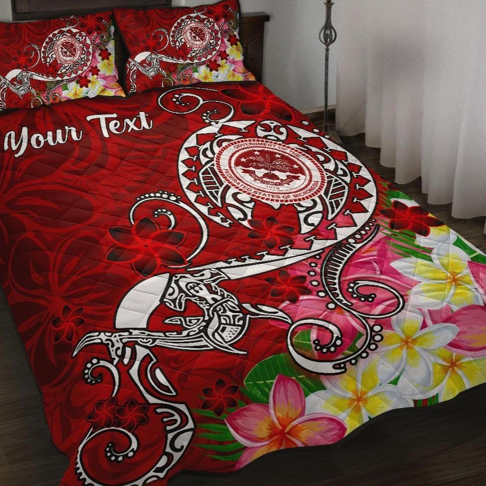 FSM Custom Personalised Quilt Bed Set - Turtle Plumeria (Red) Red - Polynesian Pride