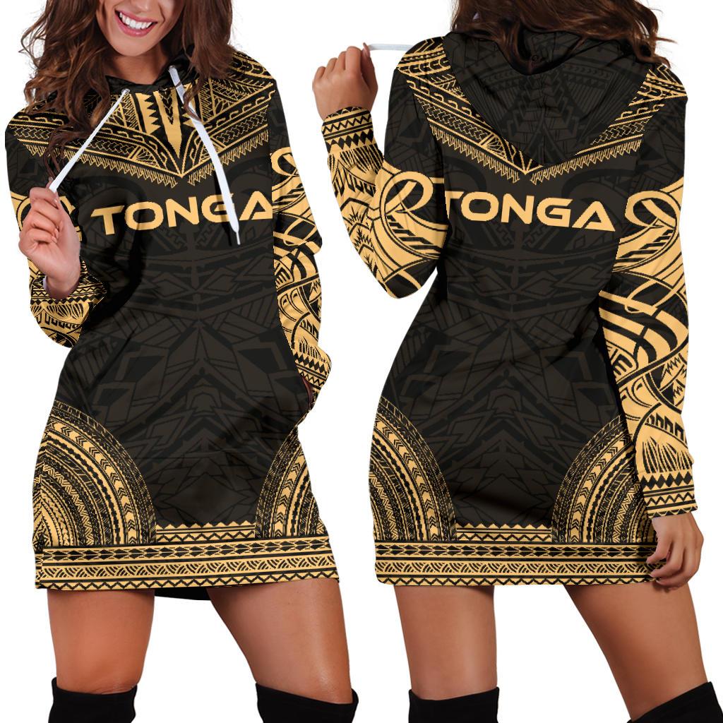 Tonga Women's Hoodie Dress - Polynesian Gold Chief Gold - Polynesian Pride