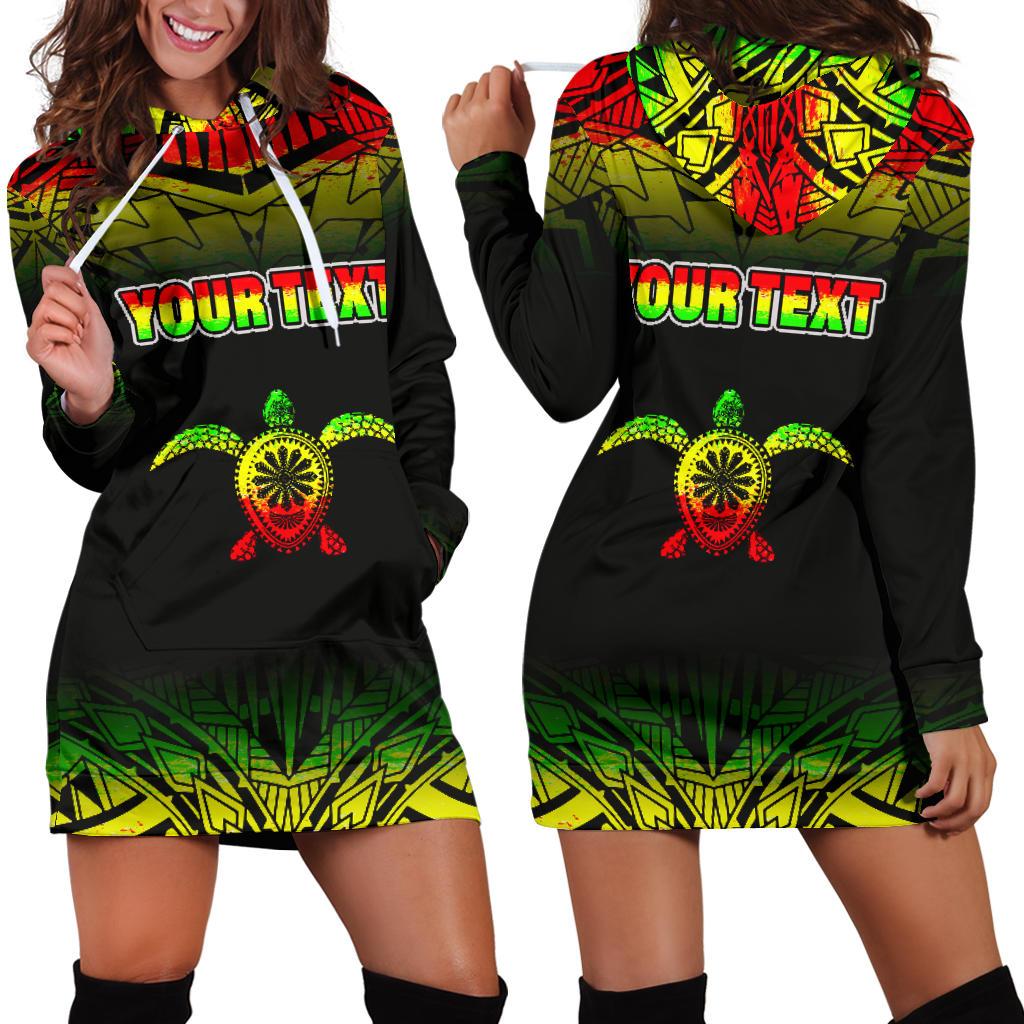 Turtle Custom Personalised Women's Hoodie Dress - Polynesian Reggae Fog Reggae - Polynesian Pride