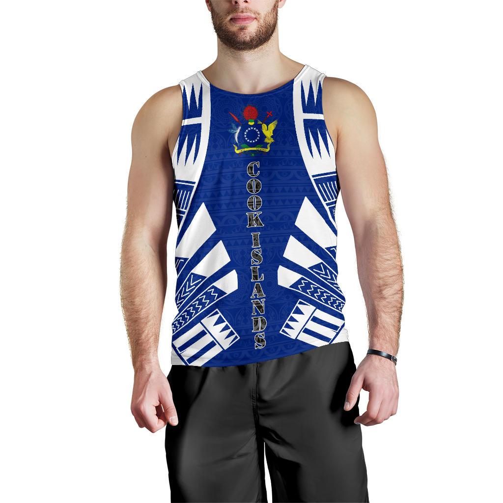 Cook Islands Men Tank Top - Polynesian Tattoo Flag White - Polynesian Pride
