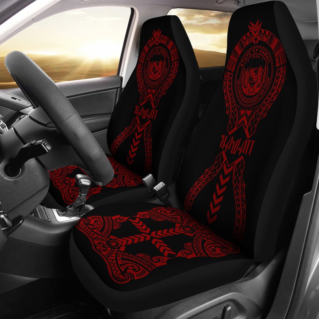 Hawaii Car Seat Covers - Hawaii Seal Polynesian Tribal Red Universal Fit Red - Polynesian Pride