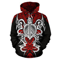 Hawaii Turtle Tribal Red Hoodie Armor Style - Polynesian Pride