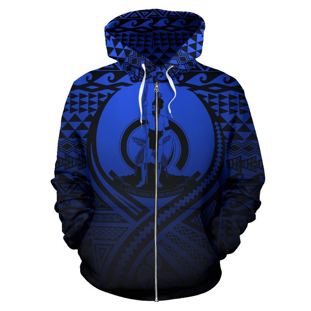 Vanuatu All Over Zip up Hoodie Lift up Blue - Polynesian Pride