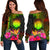 Northern Mariana Islands Personalised Women's Off Shoulder Sweater - Hibiscus and Banana Leaves Art - Polynesian Pride