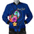 Guam Polynesian Custom Personalised Men's Bomber Jacket - Floral With Seal Blue - Polynesian Pride