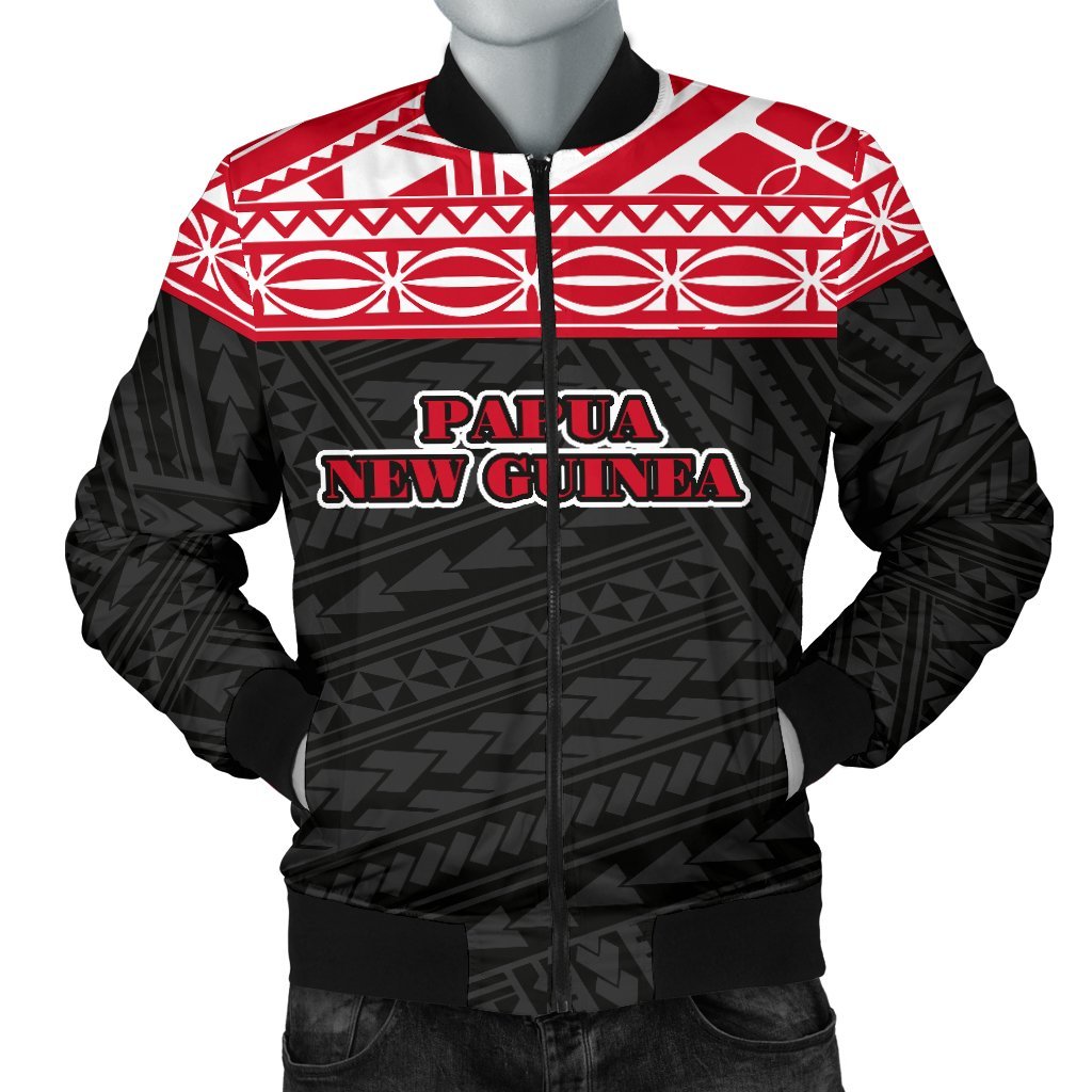 Papua New Guinea Men's Bomber Jacket - Polynesian Style Red - Polynesian Pride