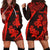 Hawaii Polynesian Hoodie Dress - Hawaii Hibiscus Polynesian Tattoo Red TH5 Red - Polynesian Pride