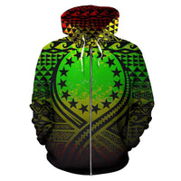 Cook Islands All Over Zip up Hoodie Lift up Reggae - Polynesian Pride
