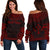 Kosrae Polynesian Chief Custom Personalised Women's Off Shoulder Sweater - Red Version Red - Polynesian Pride