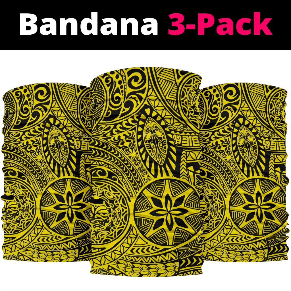 Polynesian Hawaiian Style Tribal Tattoo Yellow Bandana 3 - Pack - Polynesian Pride