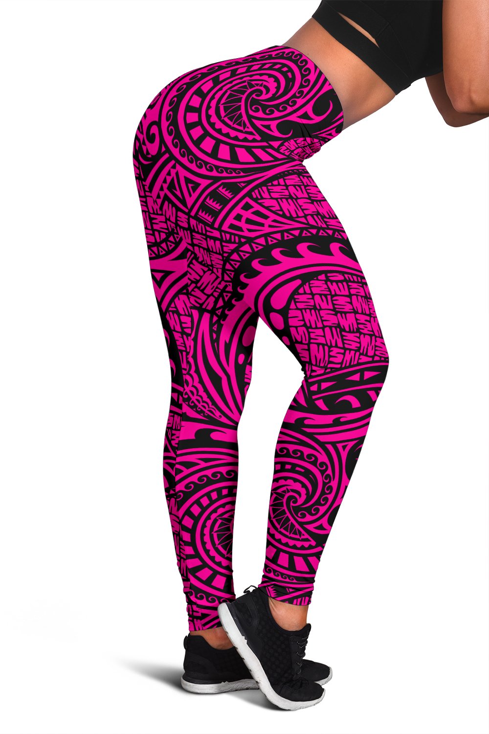 Polynesian Maori Lauhala Pink Hawaii Women's Leggings AH Pink - Polynesian Pride