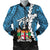 Fiji Polynesian Men's Bomber Jacket - Tribal Wave Tattoo Flag Style Blue - Polynesian Pride