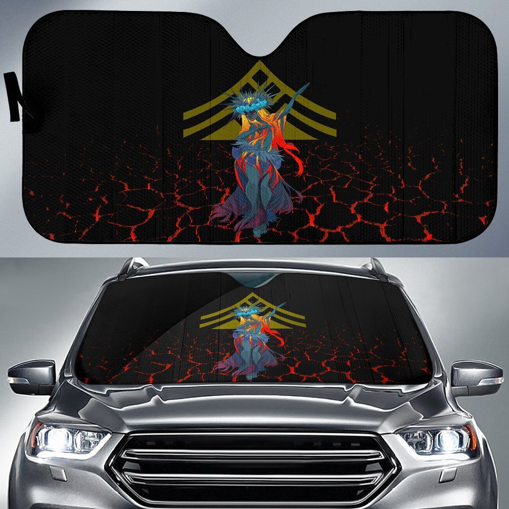 Hawaii We Are Mauna Kea Pele Car Sun Shade Auto Sun Shade Universal Fit Red - Polynesian Pride