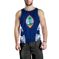 Guam Polynesian Men's Tank Top - Pattern With Seal Blue Version - Polynesian Pride