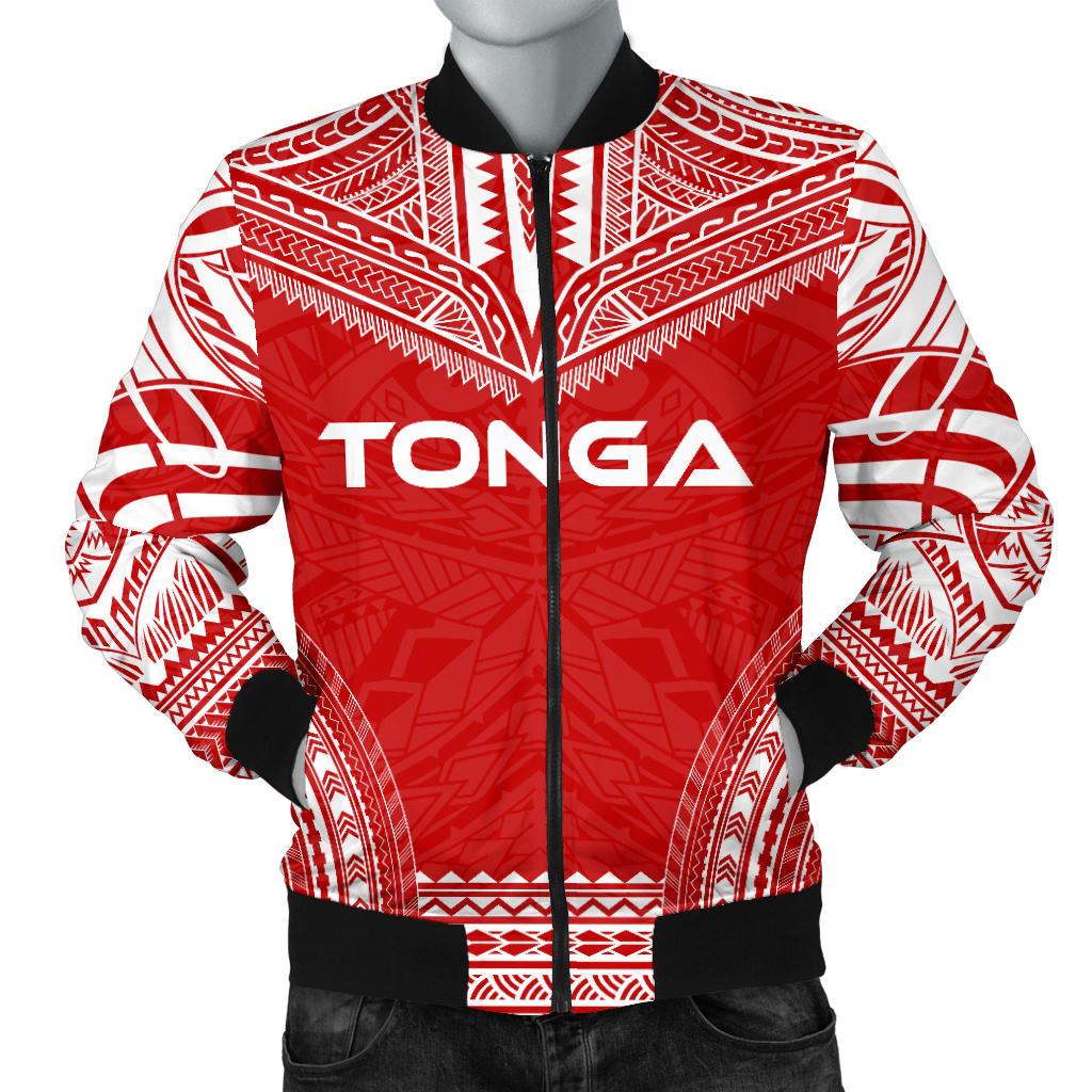 Tonga Flag Polynesian Chief Men's Bomber Jacket Red - Polynesian Pride