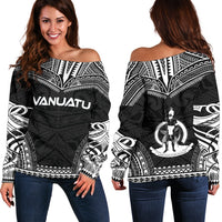Vanuatu Polynesian Chief Women's Off Shoulder Sweater - Black Version Black - Polynesian Pride
