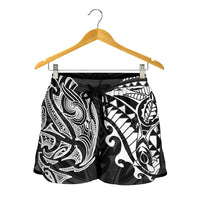 New Zealand All Over Print Women's Shorts, Maori Polynesian Tattoo White Women White - Polynesian Pride
