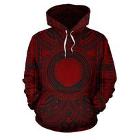 Northern Mariana Islands ll Over Hoodie Northern Mariana Islands Coat of rms Polynesian Red Black Unisex Red - Polynesian Pride