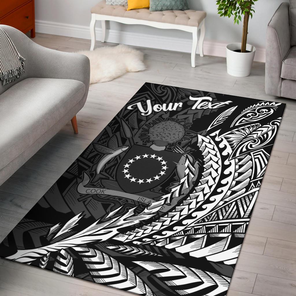 Cook Islands Area Rug - Custom Personalised Wings Style Black - Polynesian Pride