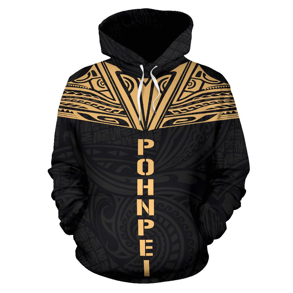 Pohnpei All Over Hoodie Gold Neck Style - Polynesian Pride