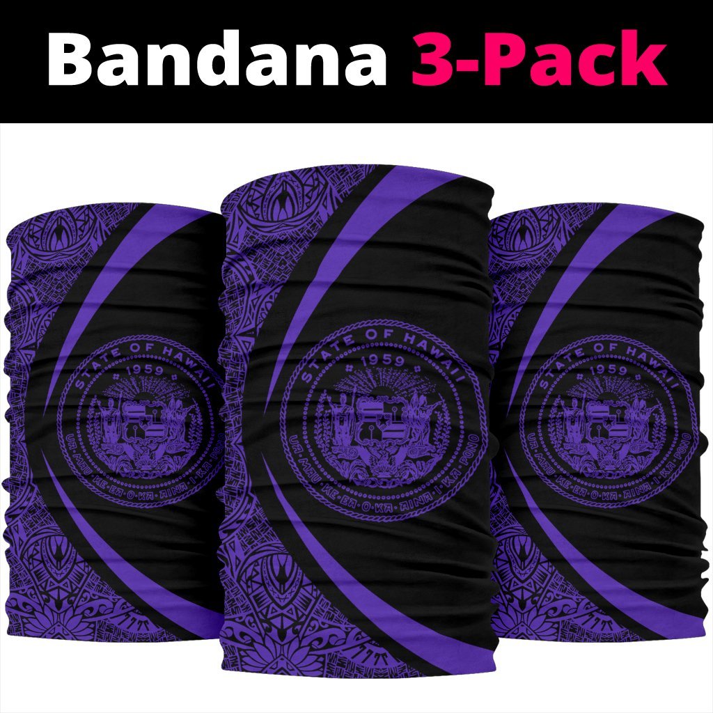 Hawaiian Bandana Coat Of Arm Polynesian Bandana 3-Pack - Circle Style Purple - Polynesian Pride