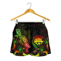 Federated States of Micronesia Polynesian Women's Shorts - Turtle With Blooming Hibiscus Reggae - Polynesian Pride