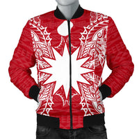 Nauru Polynesian Men's Bomber Jacket Map Red White Red - Polynesian Pride