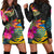 Tuvalu Women's Hoodie Dress - Hibiscus Polynesian Pattern Black - Polynesian Pride