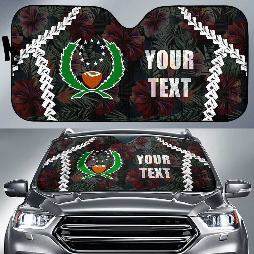 Pohnpei Custom Personalised Auto Sun Shades - Chain Polynesian Auto Sun Shade Universal Fit BLACK - Polynesian Pride