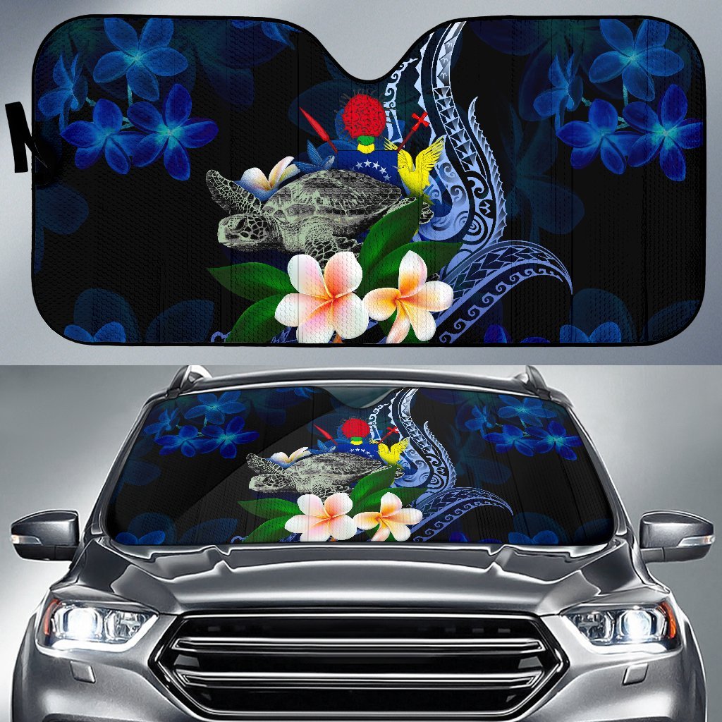 Polynesian Cook Islands Sun Shades - Turtle With Plumeria Flowers Auto Sun Shade Universal Fit Blue - Polynesian Pride