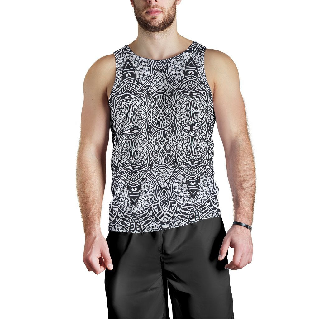 Polynesian Lauhala Mix White Hawaii Men's Tank Top White - Polynesian Pride