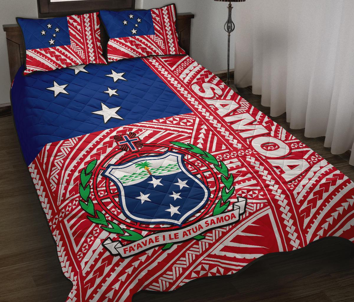 Samoa Flag Polynesian Quilt Bed Set Art - Polynesian Pride