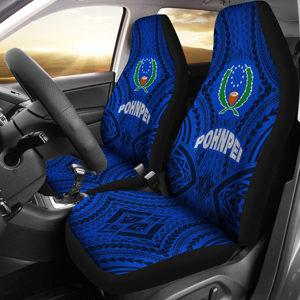 Pohnpei Car Seat Covers - Blue Version Universal Fit Blue - Polynesian Pride