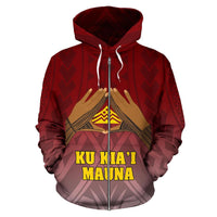 Hawaii Mauna Kea All Over Zip Hoodie Hand Sign Symbol - Polynesian Pride