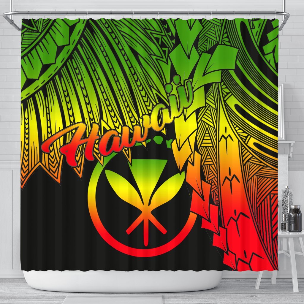 Polynesian Hawaii Shower Curtain - Tribal Wave Tattoo Reggae 177 x 172 (cm) Reggae - Polynesian Pride