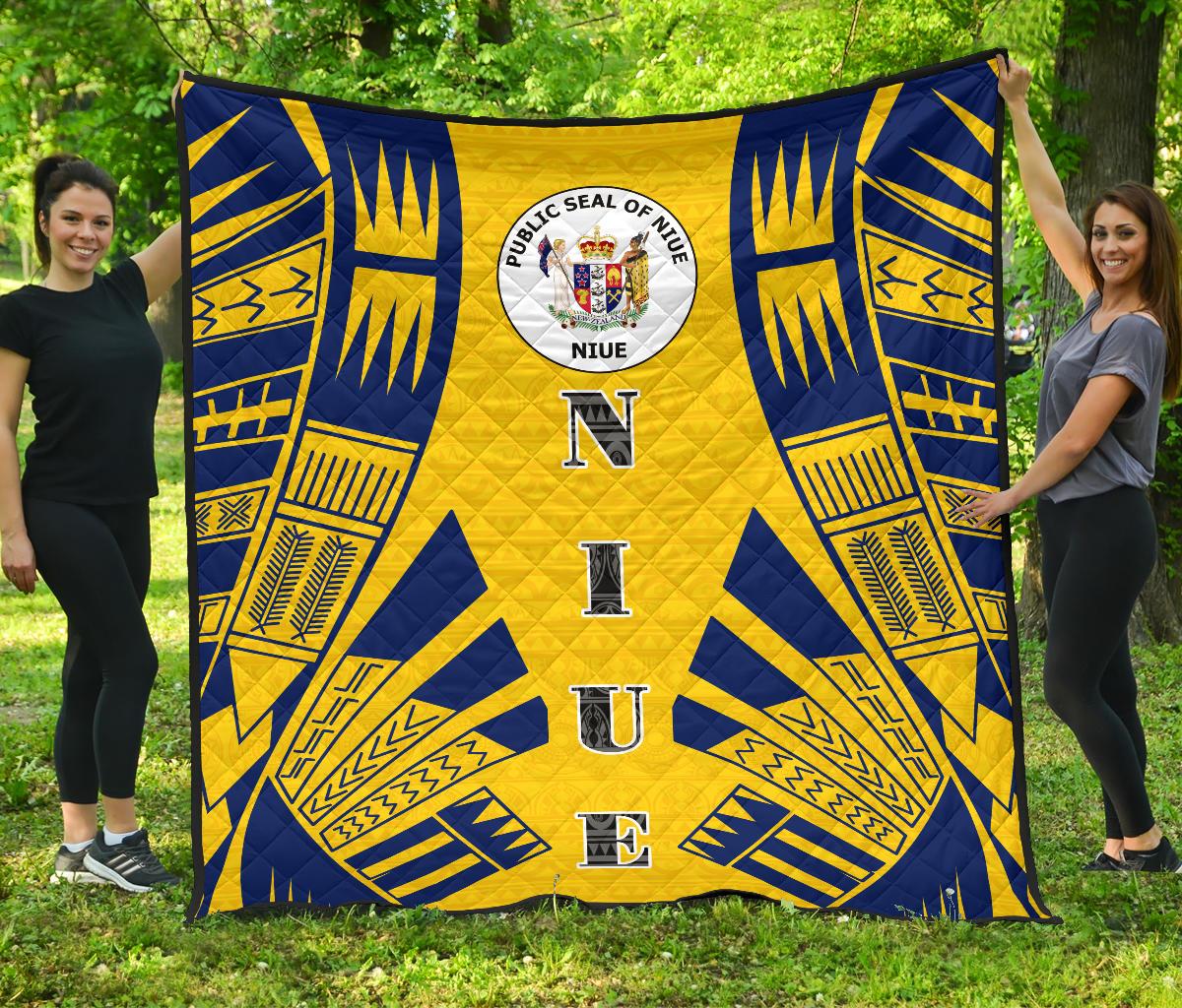 Niue Premium Quilt - Niue Seal Polynesian Dark BLue Tattoo - Polynesian Pride