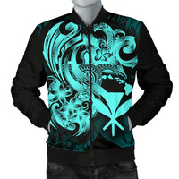 Polynesian Hawaii Men's Bomber Jacket - Kanaka Maoli Blue Turtle - Polynesian Pride