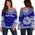 American Samoa Polynesian Chief Custom Personalised Women's Off Shoulder Sweater - Flag Version Blue - Polynesian Pride