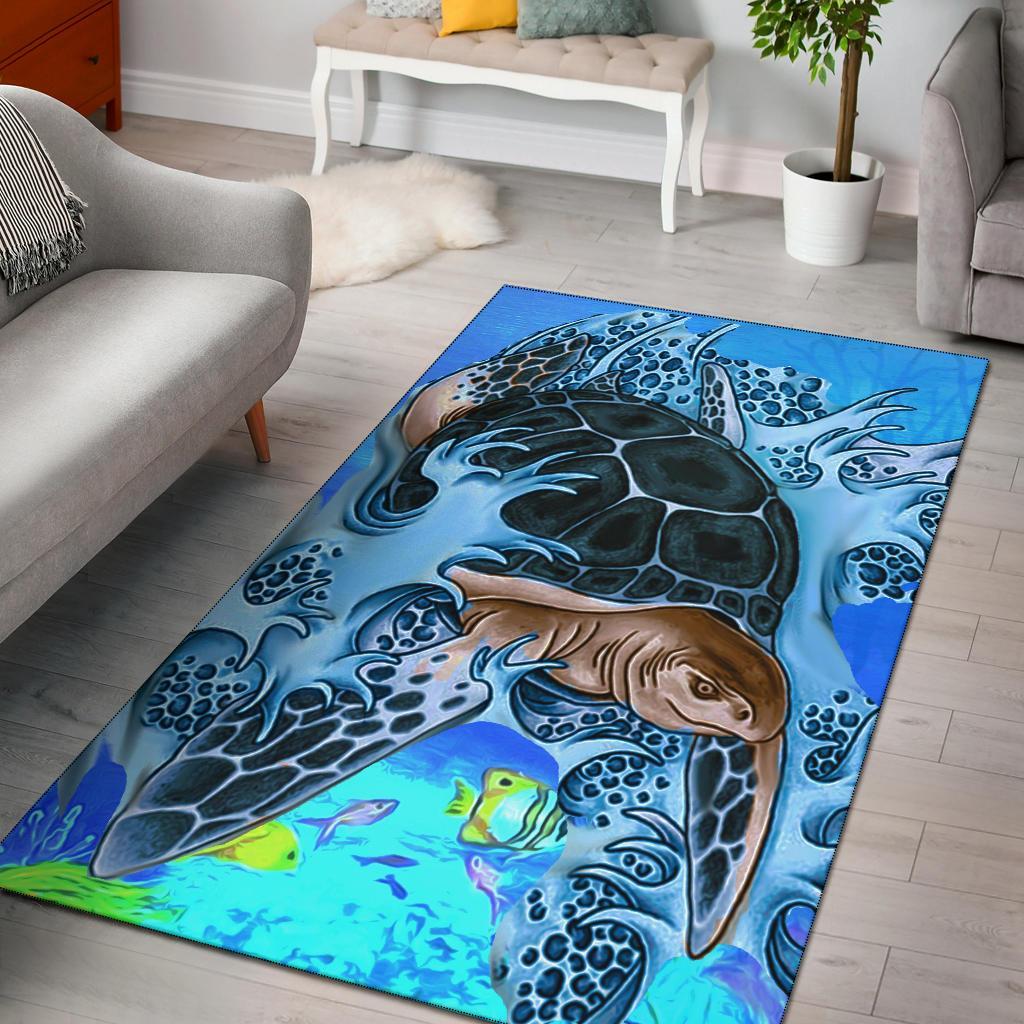 Turtle Cool Area Rug AH Black - Polynesian Pride