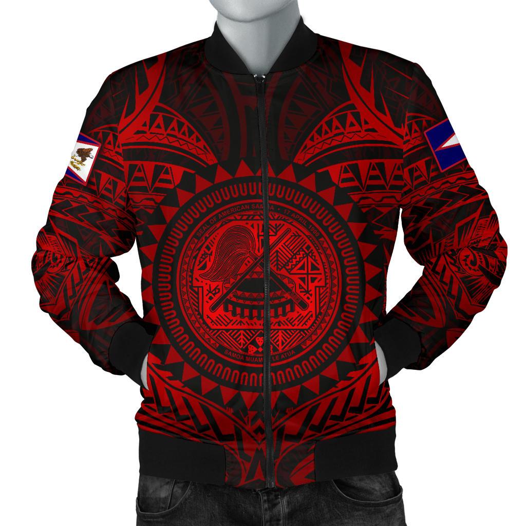 American Samoa Polynesian Men's Bomber Jacket - Red Seal Red - Polynesian Pride