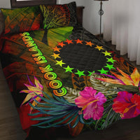 Cook Islands Polynesian Quilt Bed Set - Hibiscus and Banana Leaves Art - Polynesian Pride
